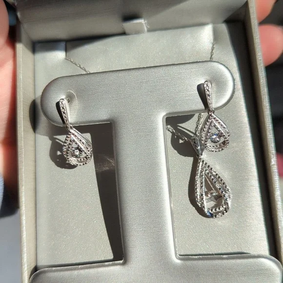 Zales Jewelry Sterling Silver Necklace and Earring Set - Picture 3 of 4